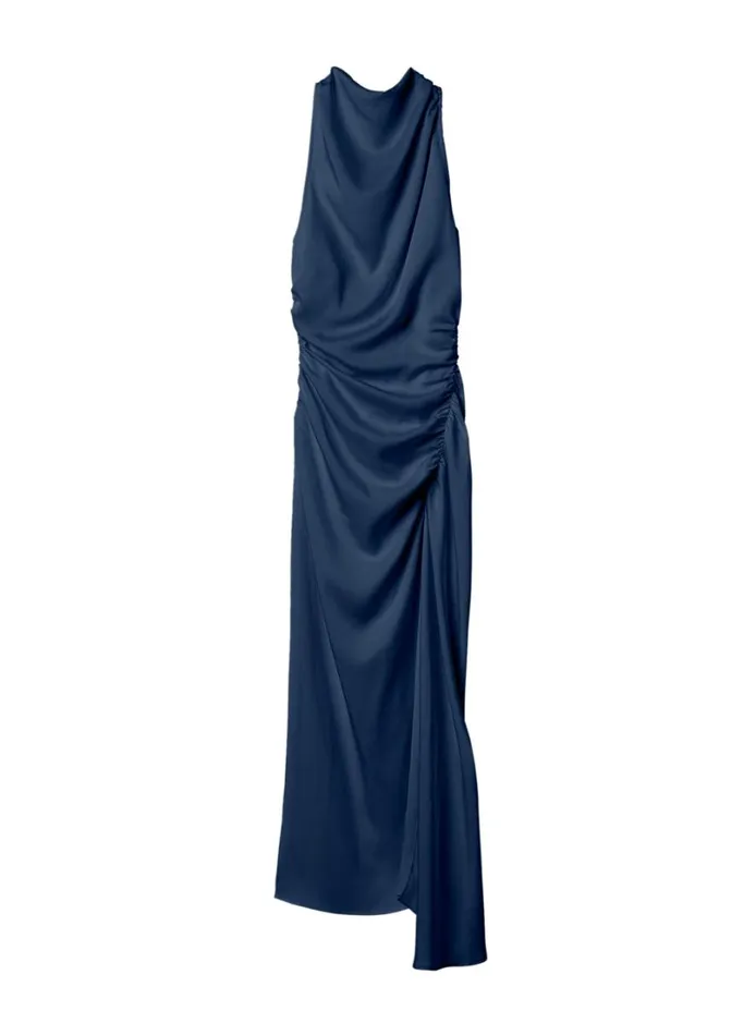 Women Dresses ALC Inez Satin Midi Dress Dark Sapphire