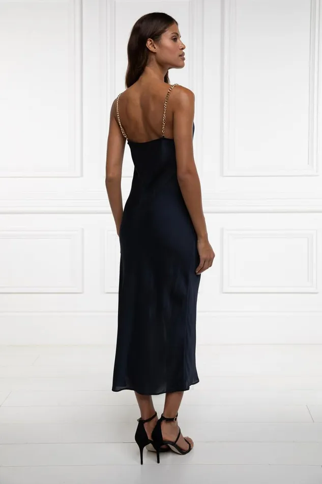 Women Dresses Holland Cooper Aurora Satin Dress Ink Navy Women Dresses Holland Cooper Aurora Satin Dress Ink Navy