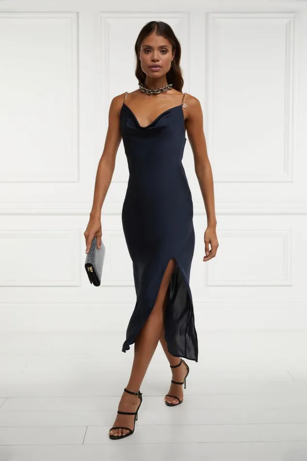 Women Dresses Holland Cooper Aurora Satin Dress Ink Navy Women Dresses Holland Cooper Aurora Satin Dress Ink Navy