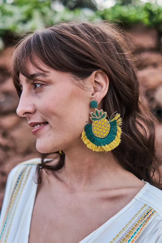 Women Earrings America and Beyond Pineapple Fringed Earrings