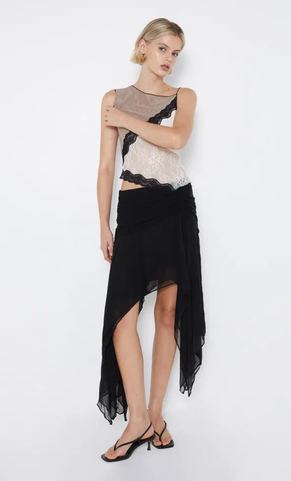 Women ELZETTE ASYM MIDI SKIRT 8211 BLACK Bec Bridge Skirts