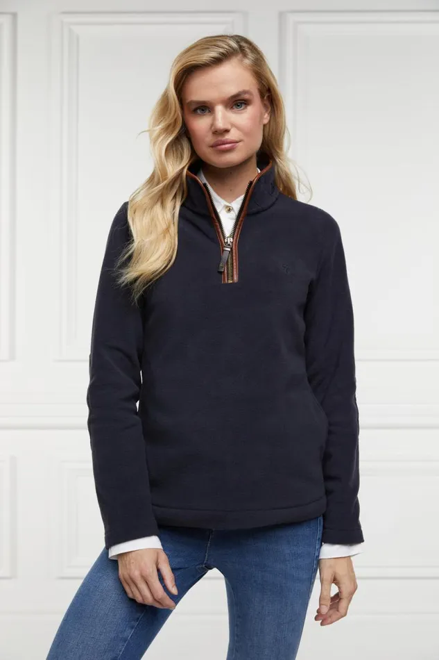 WomenEquestrian Fleeces Holland Cooper Country Fleece Half Zip Ink Navy WomenEquestrian Fleeces Holland Cooper Country Fleece Half Zip Ink Navy