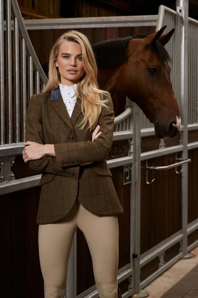 WomenEquestrian In Stock Tailoring Holland Cooper Tweed Riding Jacket Glen Green
