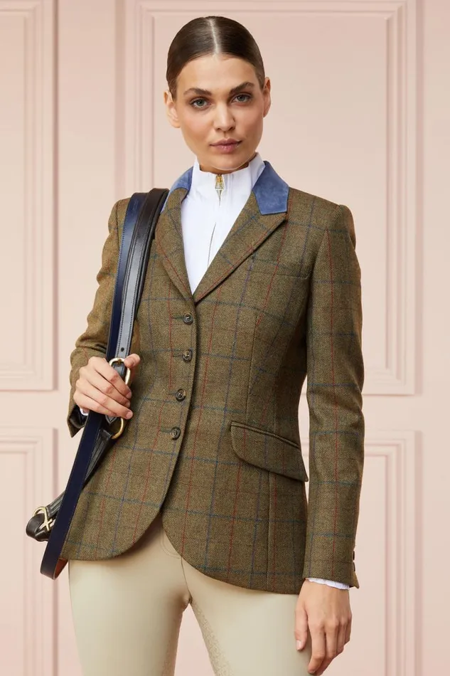WomenEquestrian In Stock Tailoring Holland Cooper Tweed Riding Jacket Glen Green
