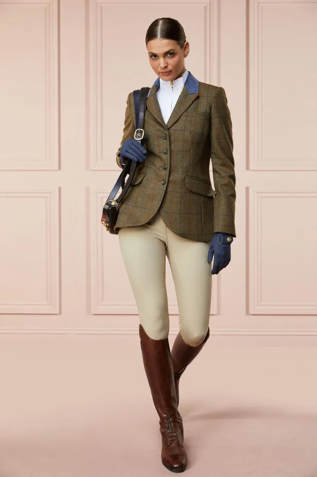 WomenEquestrian In Stock Tailoring Holland Cooper Tweed Riding Jacket Glen Green