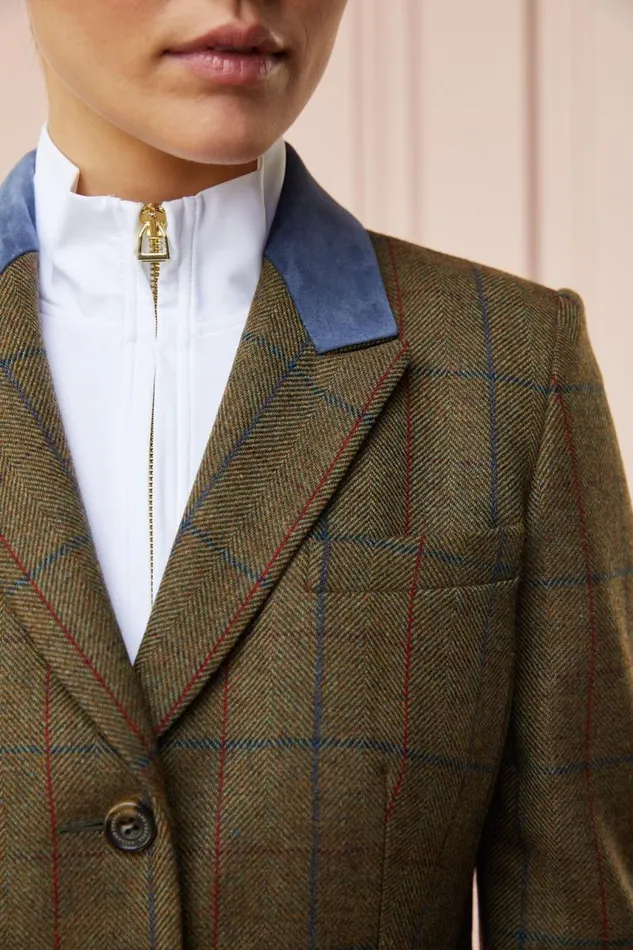 WomenEquestrian In Stock Tailoring Holland Cooper Tweed Riding Jacket Glen Green