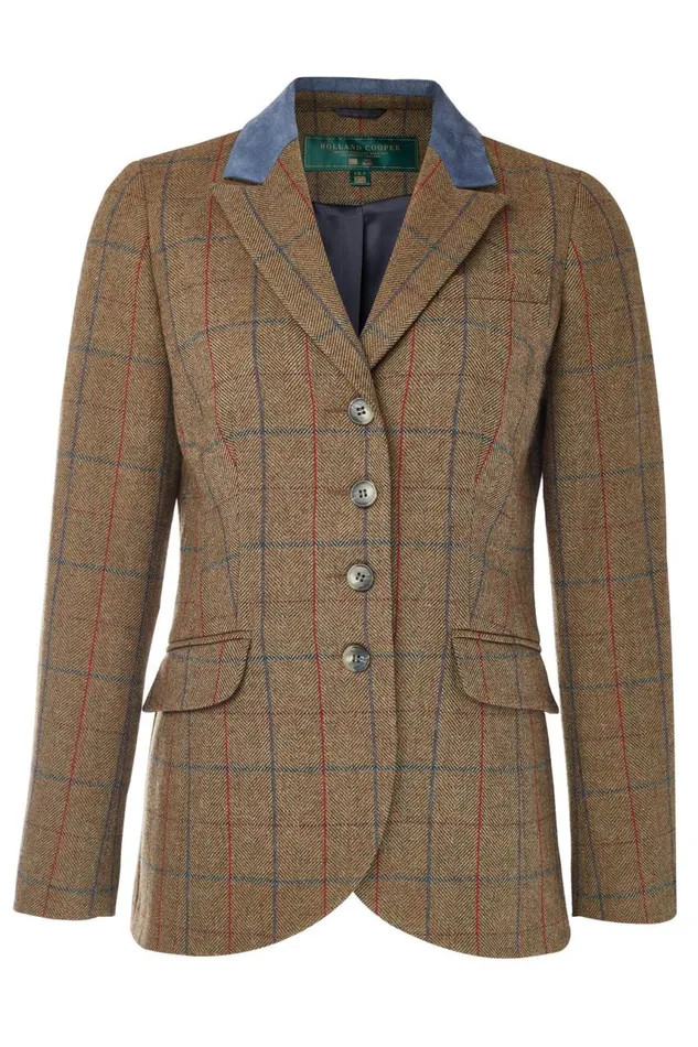 WomenEquestrian In Stock Tailoring Holland Cooper Tweed Riding Jacket Glen Green
