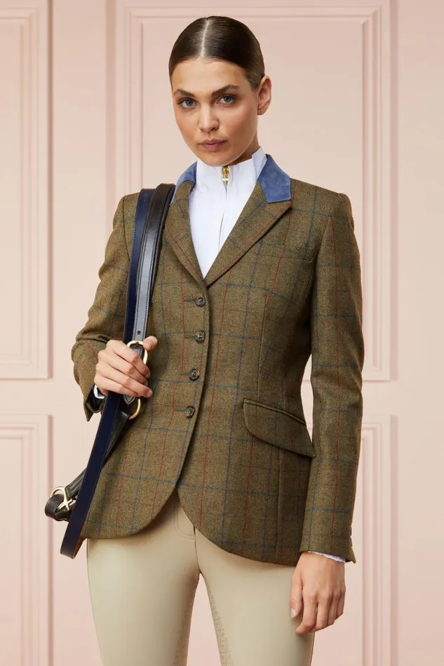 WomenEquestrian In Stock Tailoring Holland Cooper Tweed Riding Jacket Glen Green