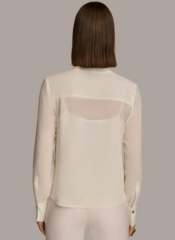 Women FAUX WRAP TOP Cream Donna Karan New York Sweaters And Tops Women FAUX WRAP TOP Cream Donna Karan New York Sweaters And Tops