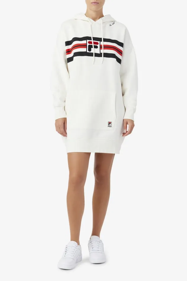 Women Fila Sweatshirts and Hoodies Stella Hoodie Dress Gardenia Black Fila Red