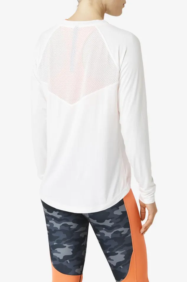 Women Fila Tops and TShirts FiLux Mesh Back Long Sleeve Crew White Women Fila Tops and TShirts FiLux Mesh Back Long Sleeve Crew White