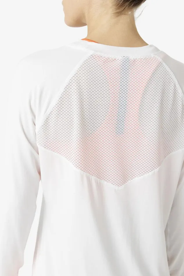 Women Fila Tops and TShirts FiLux Mesh Back Long Sleeve Crew White Women Fila Tops and TShirts FiLux Mesh Back Long Sleeve Crew White