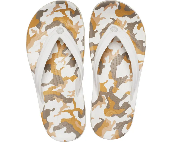 Women FlipFlops Crocs Crocband Printed Flip White Multi