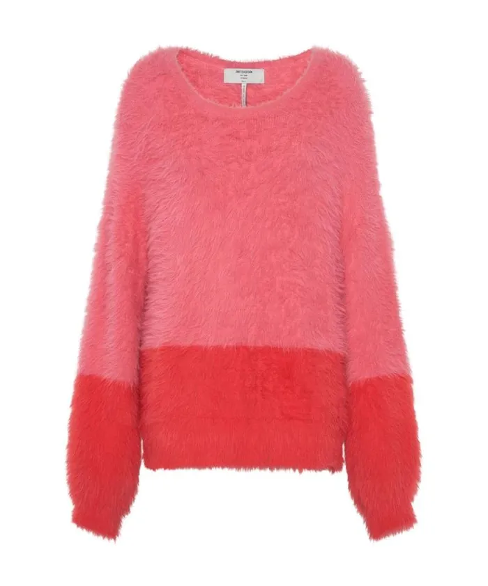 Women FLUFFY COLOUR BLOCK KNIT SWEATER One Teaspoon Knitwear