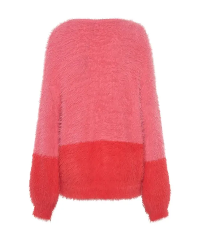 Women FLUFFY COLOUR BLOCK KNIT SWEATER One Teaspoon Knitwear