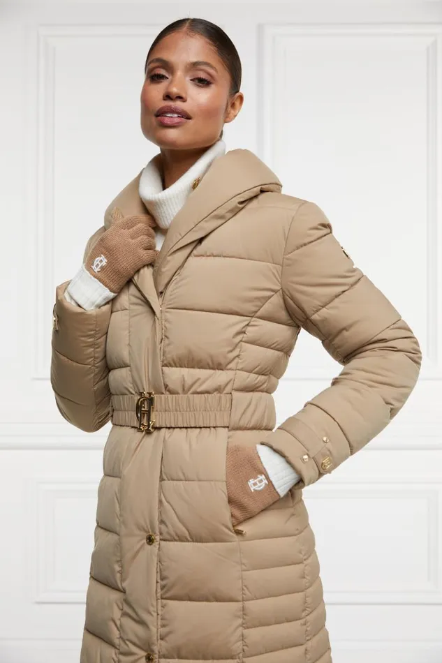 Women Gloves Holland Cooper Chelsea Logo Knitted Gloves Camel Cream Women Gloves Holland Cooper Chelsea Logo Knitted Gloves Camel Cream