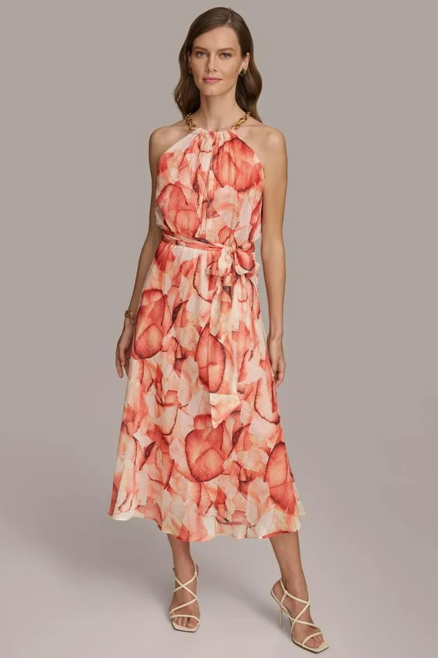 Women HALTER CHAIN NECK ALINE DRESS Terracotta Multi Donna Karan New York Dresses And Jumpsuits Women HALTER CHAIN NECK ALINE DRESS Terracotta Multi Donna Karan New York Dresses And Jumpsuits