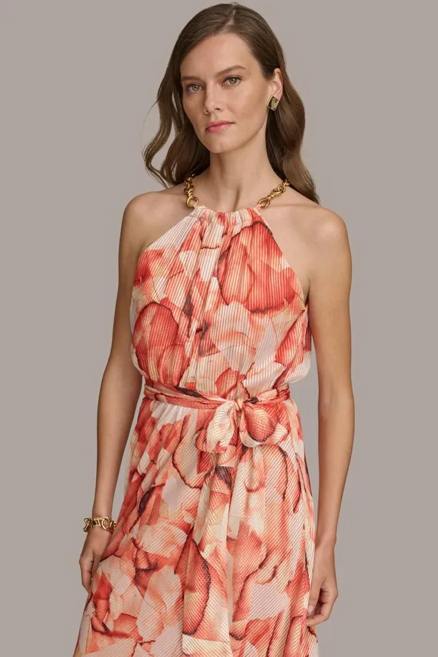 Women HALTER CHAIN NECK ALINE DRESS Terracotta Multi Donna Karan New York Dresses And Jumpsuits Women HALTER CHAIN NECK ALINE DRESS Terracotta Multi Donna Karan New York Dresses And Jumpsuits