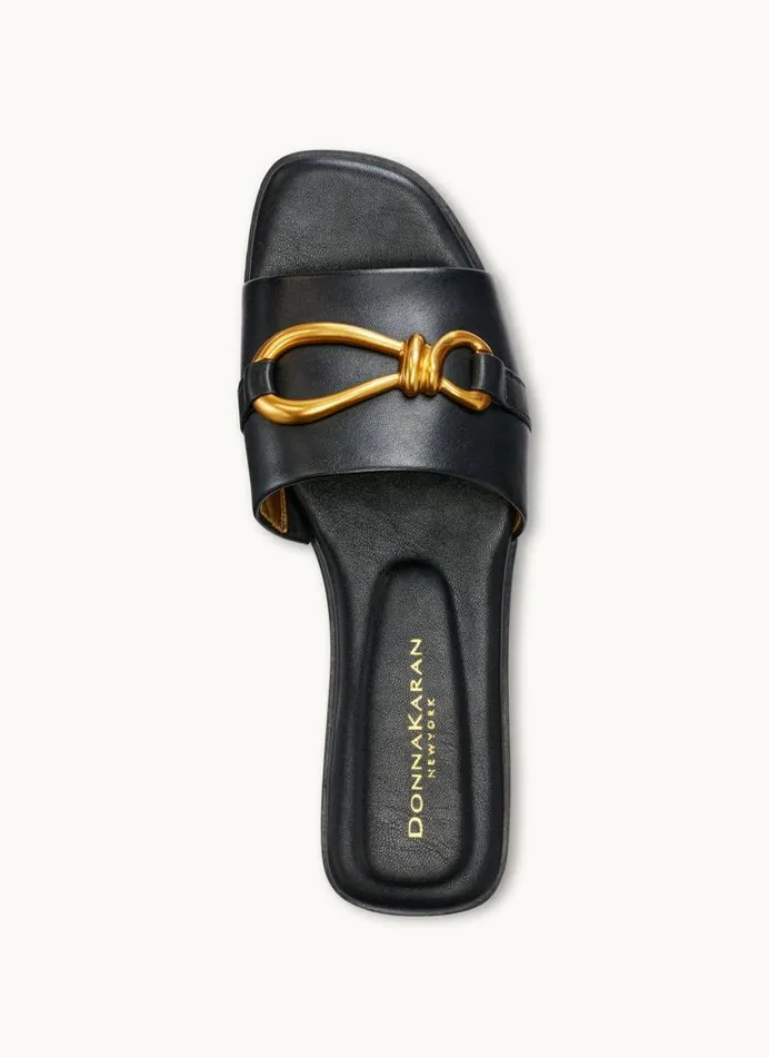 Women HAYLEN FLAT SANDAL Black Donna Karan New York Sandals