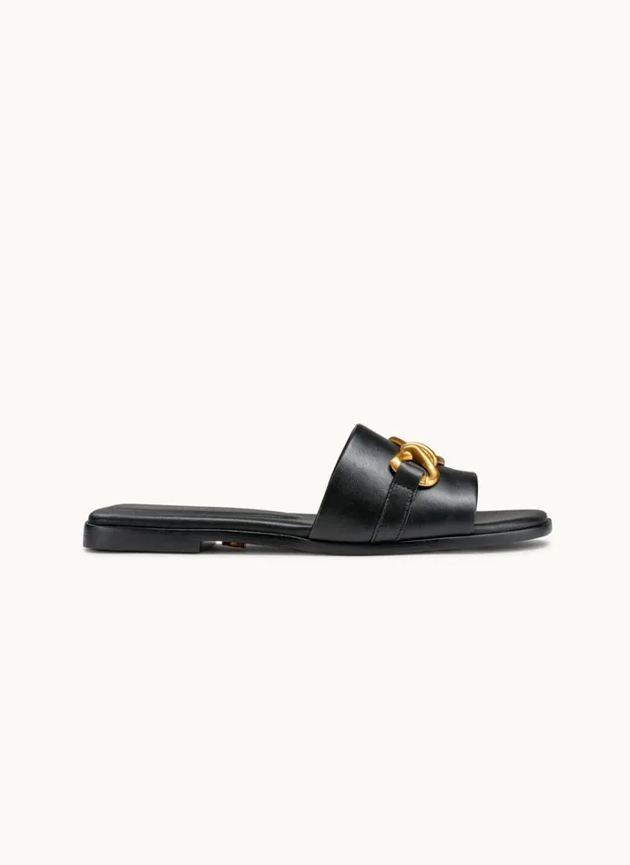 Women HAYLEN FLAT SANDAL Black Donna Karan New York Sandals