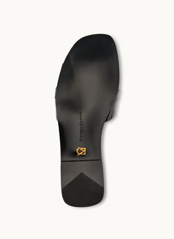 Women HAYLEN FLAT SANDAL Black Donna Karan New York Sandals
