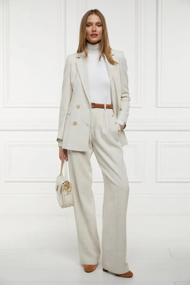 Women In Stock Tailoring Holland Cooper Belgravia Wide Leg Trouser Natural Linen Women In Stock Tailoring Holland Cooper Belgravia Wide Leg Trouser Natural Linen