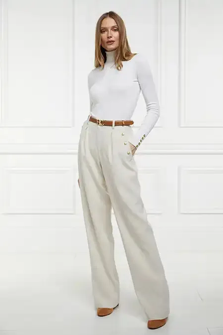Women In Stock Tailoring Holland Cooper Belgravia Wide Leg Trouser Natural Linen Women In Stock Tailoring Holland Cooper Belgravia Wide Leg Trouser Natural Linen
