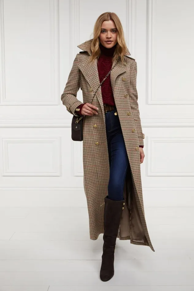 Women In Stock Tailoring Holland Cooper Full Length Marlborough Trench Coat Charlton Tweed