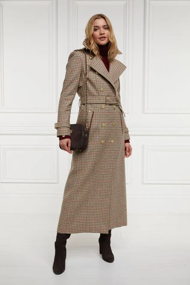 Women In Stock Tailoring Holland Cooper Full Length Marlborough Trench Coat Charlton Tweed
