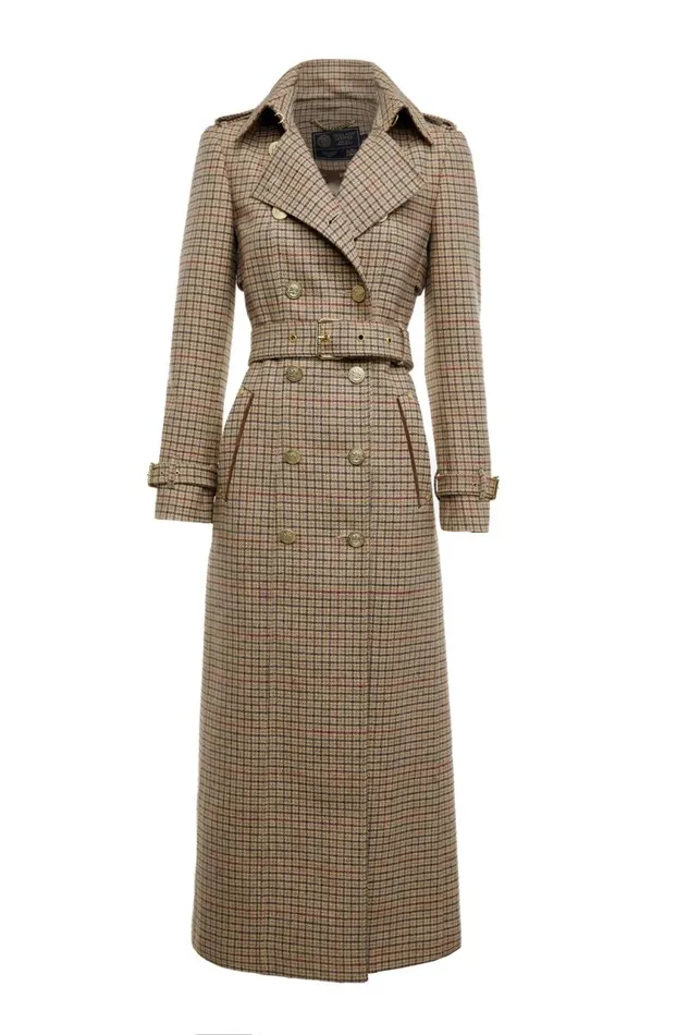 Women In Stock Tailoring Holland Cooper Full Length Marlborough Trench Coat Charlton Tweed