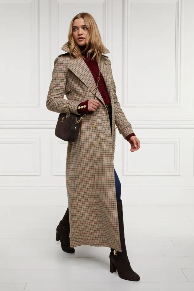 Women In Stock Tailoring Holland Cooper Full Length Marlborough Trench Coat Charlton Tweed