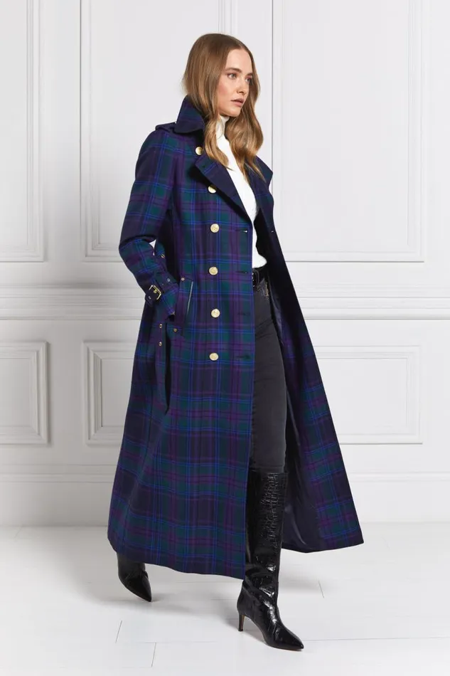 Women In Stock Tailoring Holland Cooper Full Length Marlborough Trench Coat Heather Tartan
