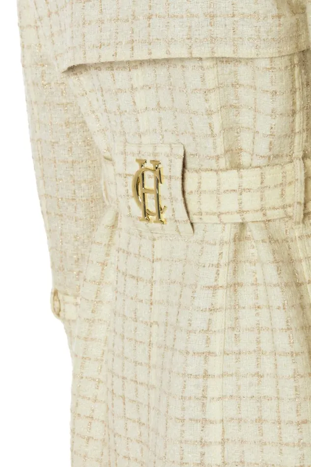 Women In Stock Tailoring Holland Cooper Full Length Marlborough Trench Coat Ivory Sparkle Tweed