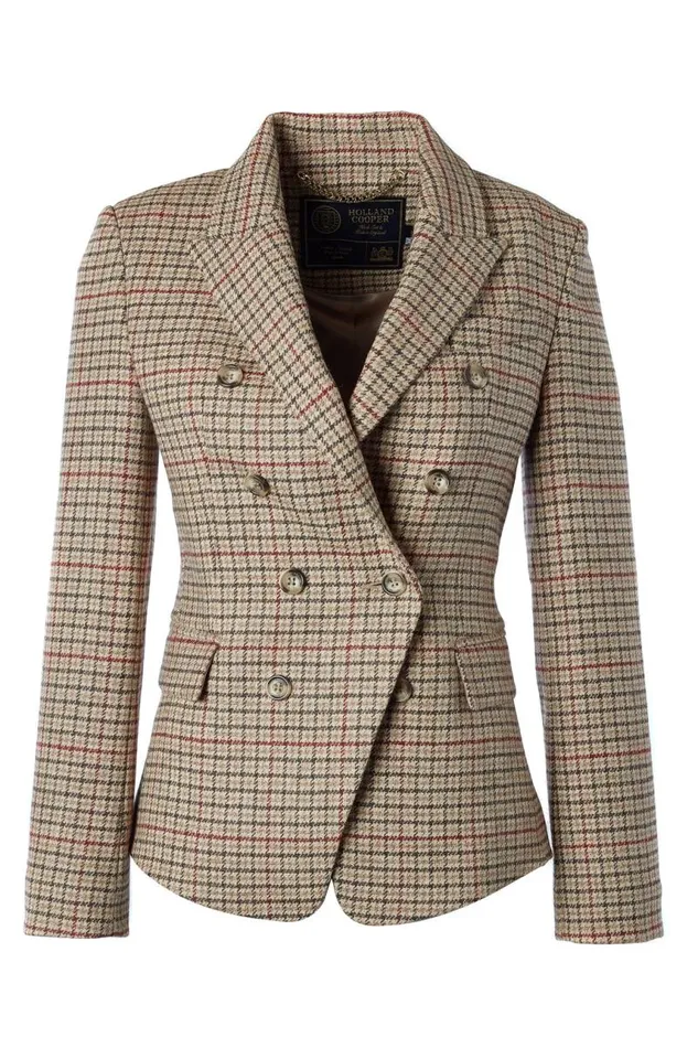 Women In Stock Tailoring Holland Cooper Heritage Knightsbridge Blazer Charlton Tweed Horn Button