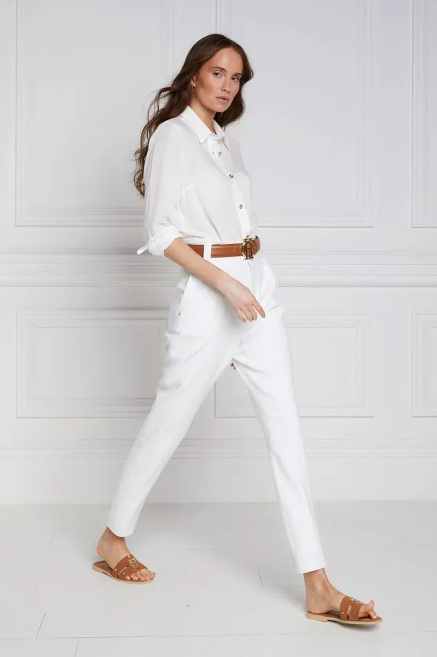 Women In Stock Tailoring Holland Cooper High Waisted Peg Trouser Oyster Linen Women In Stock Tailoring Holland Cooper High Waisted Peg Trouser Oyster Linen
