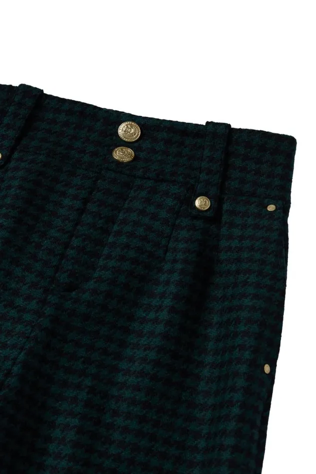 Women In Stock Tailoring Holland Cooper High Waisted Straight Trouser Emerald Houndstooth Women In Stock Tailoring Holland Cooper High Waisted Straight Trouser Emerald Houndstooth