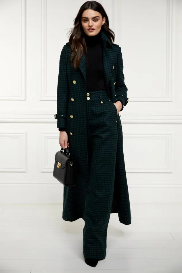 Women In Stock Tailoring Holland Cooper High Waisted Straight Trouser Emerald Houndstooth Women In Stock Tailoring Holland Cooper High Waisted Straight Trouser Emerald Houndstooth