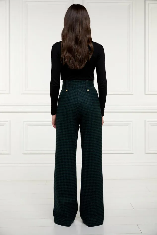 Women In Stock Tailoring Holland Cooper High Waisted Straight Trouser Emerald Houndstooth Women In Stock Tailoring Holland Cooper High Waisted Straight Trouser Emerald Houndstooth