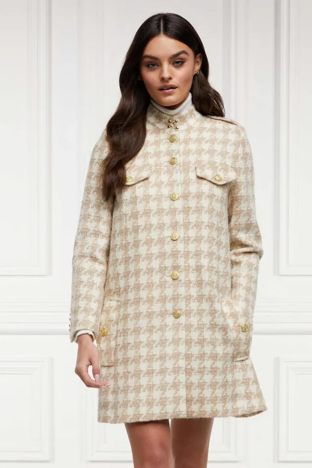 Women In Stock Tailoring Holland Cooper Highbury Cape Coat Camel Houndstooth
