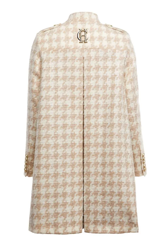 Women In Stock Tailoring Holland Cooper Highbury Cape Coat Camel Houndstooth