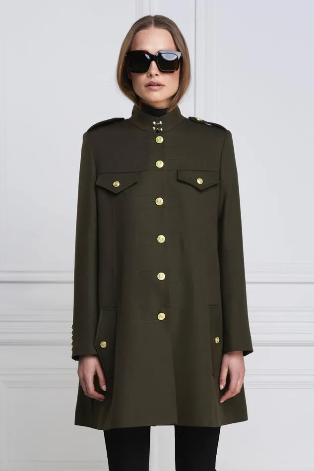 Women In Stock Tailoring Holland Cooper Highbury Cape Coat Khaki Barathea