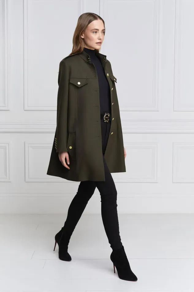Women In Stock Tailoring Holland Cooper Highbury Cape Coat Khaki Barathea