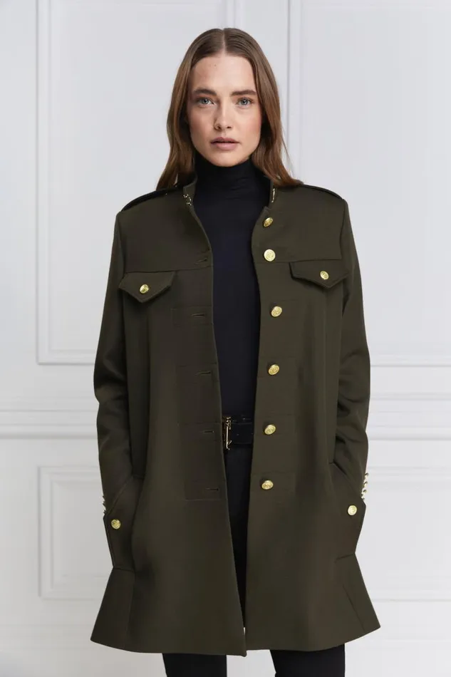Women In Stock Tailoring Holland Cooper Highbury Cape Coat Khaki Barathea
