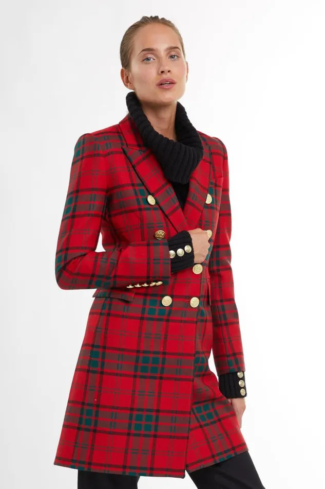 Women In Stock Tailoring Holland Cooper Knightsbridge Coat Red Tartan