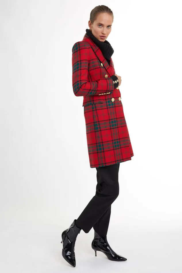 Women In Stock Tailoring Holland Cooper Knightsbridge Coat Red Tartan