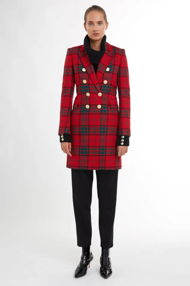 Women In Stock Tailoring Holland Cooper Knightsbridge Coat Red Tartan