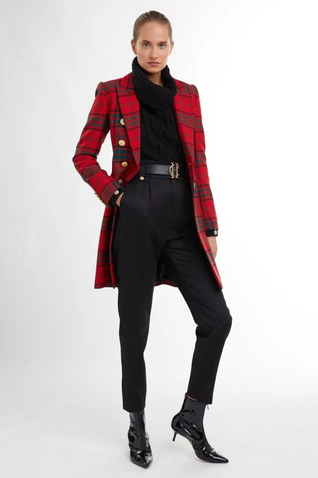 Women In Stock Tailoring Holland Cooper Knightsbridge Coat Red Tartan