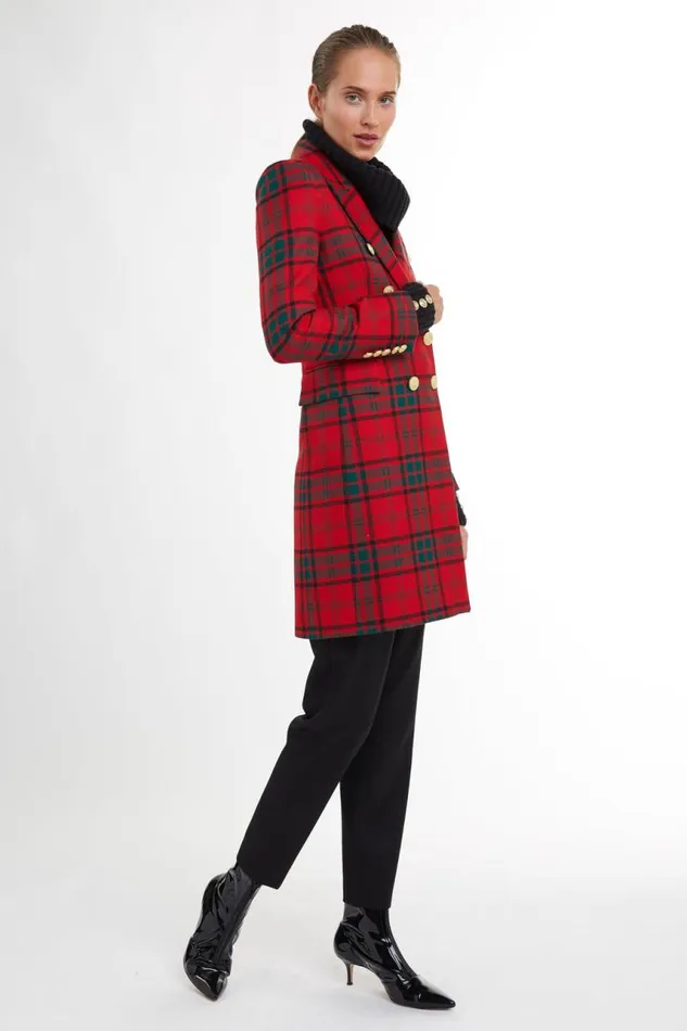 Women In Stock Tailoring Holland Cooper Knightsbridge Coat Red Tartan