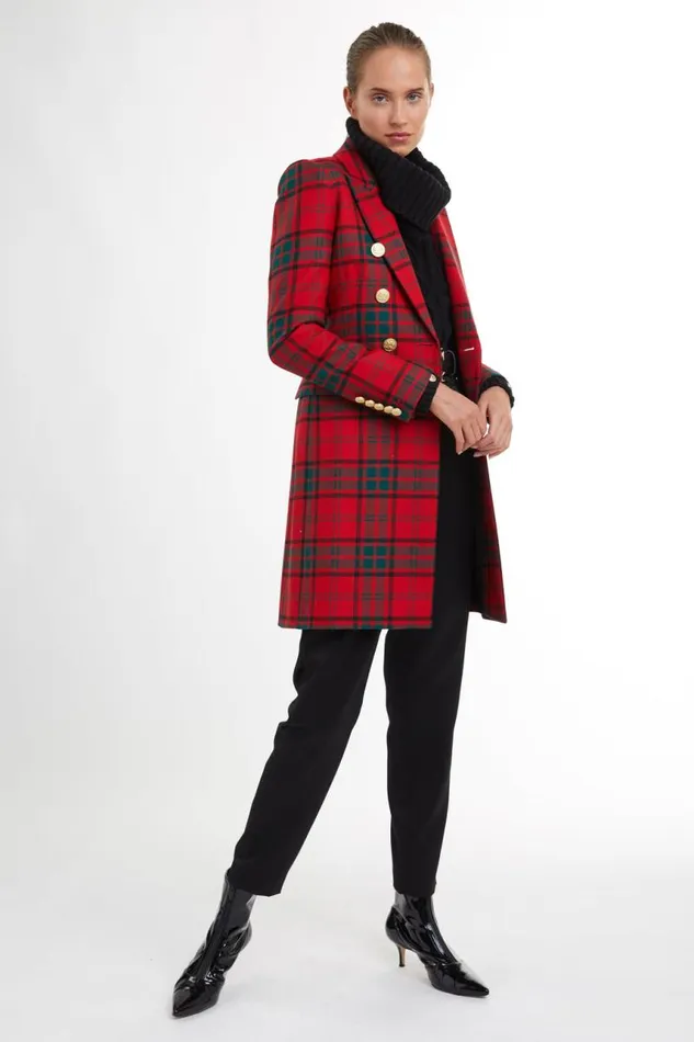 Women In Stock Tailoring Holland Cooper Knightsbridge Coat Red Tartan