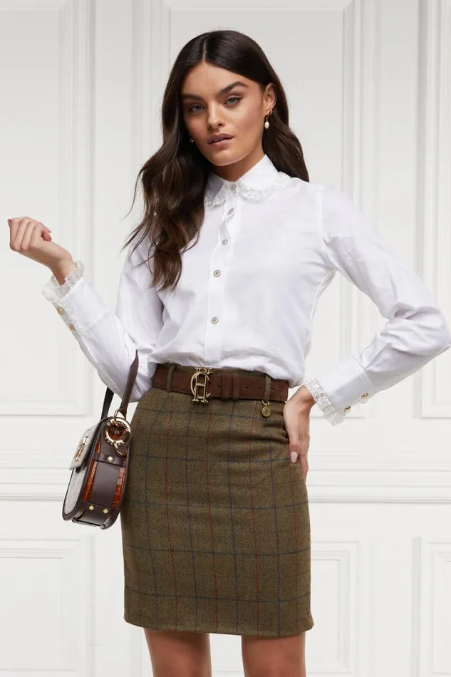 Women In Stock Tailoring Holland Cooper Regency Skirt Glen Green